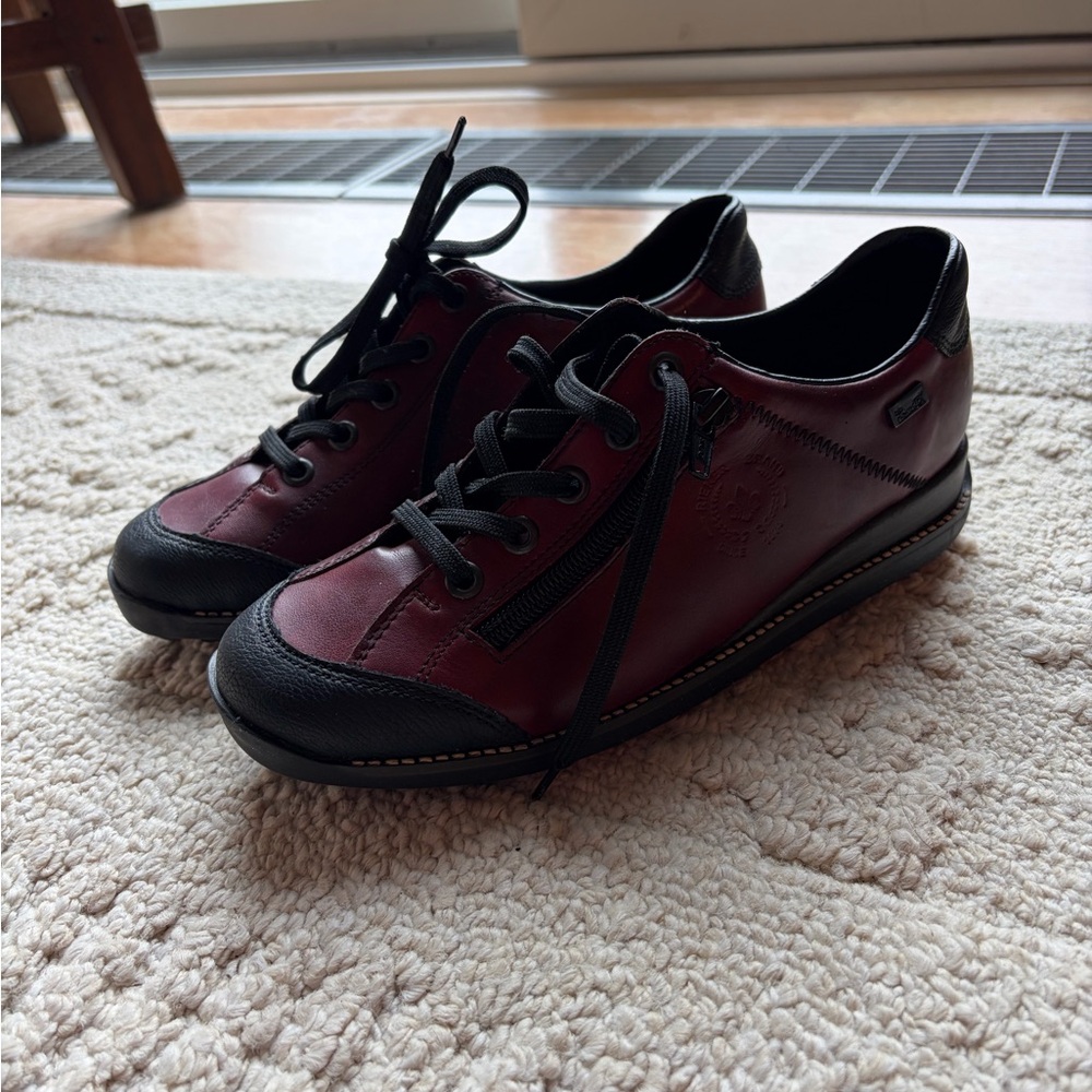 Rieker Women's Burgundy and Black Lace-Up Sneakers